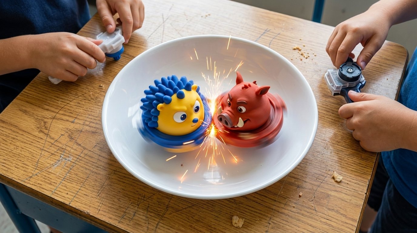 Two SpinBeasts battling in the arena